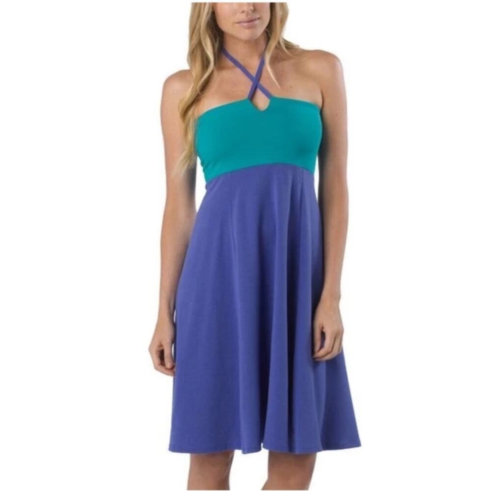 prAna‎ Solana Convertible Dress Halter Strapless or Skirt, Sail Blue Women's XL